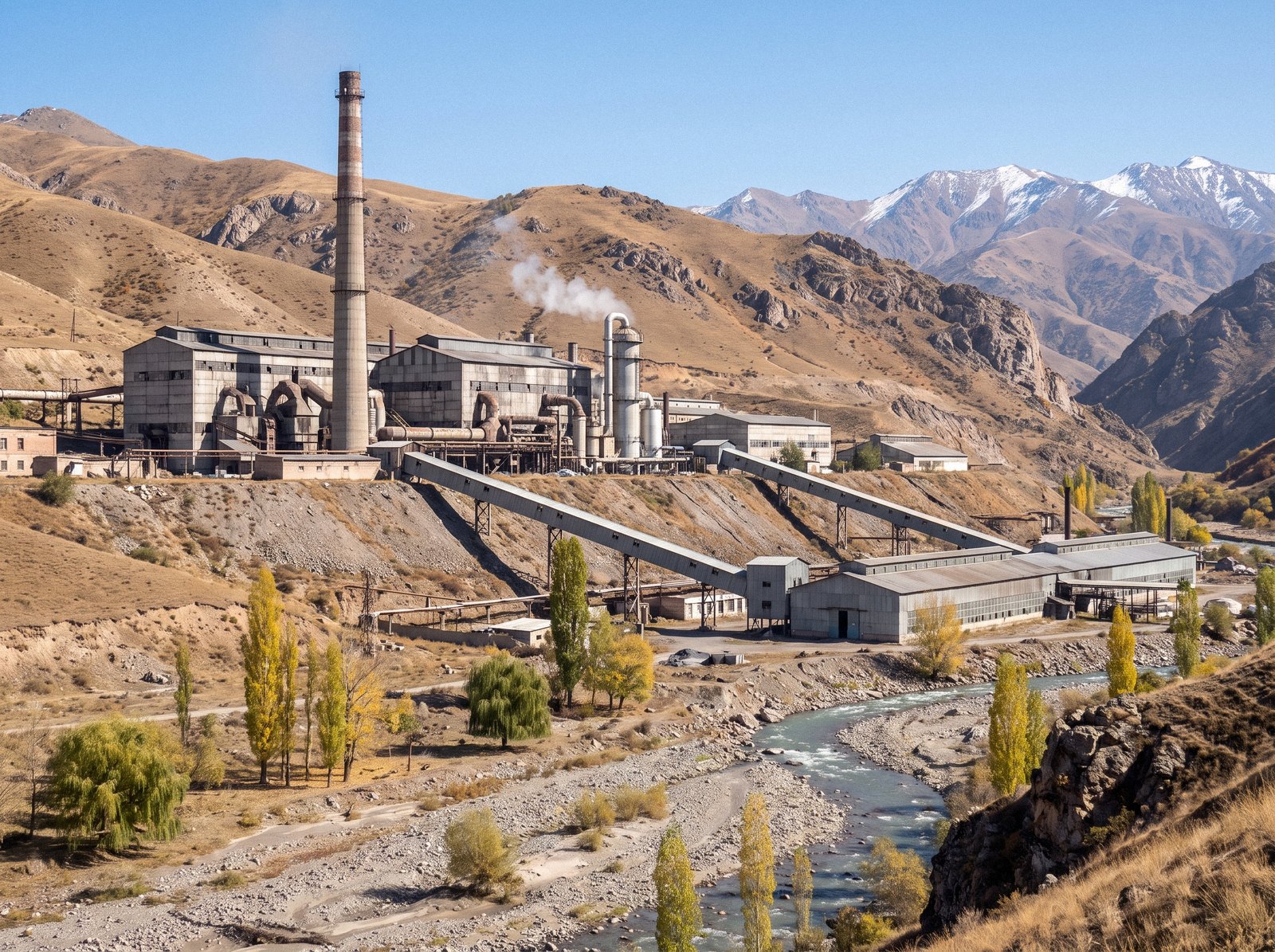 The Chatkal smelter above the processing mill in the Urmaral gorge